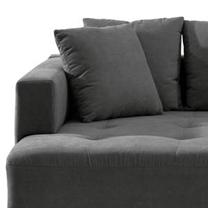 Ecksofa Karkum mit Longchair Microfaser Sole: Graphit - Longchair davorstehend links