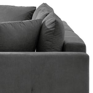 Ecksofa Karkum mit Longchair Microfaser Sole: Graphit - Longchair davorstehend links