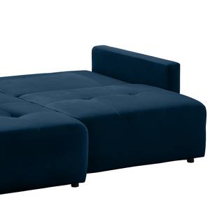 Ecksofa Karkum mit Longchair Samt Blonda: Marineblau - Longchair davorstehend links