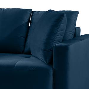 Ecksofa Karkum mit Longchair Samt Blonda: Marineblau - Longchair davorstehend links