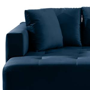 Ecksofa Karkum mit Longchair Samt Blonda: Marineblau - Longchair davorstehend links