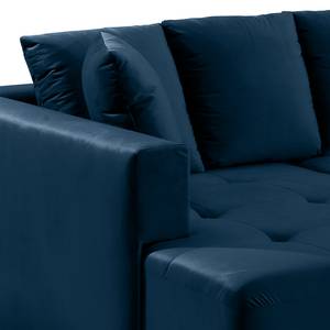 Ecksofa Karkum mit Longchair Samt Blonda: Marineblau - Longchair davorstehend links