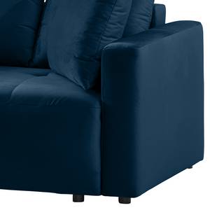 Ecksofa Karkum mit Longchair Samt Blonda: Marineblau - Longchair davorstehend links