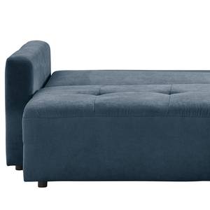 Ecksofa Karkum mit Longchair Microfaser Sole: Dunkelblau - Longchair davorstehend rechts