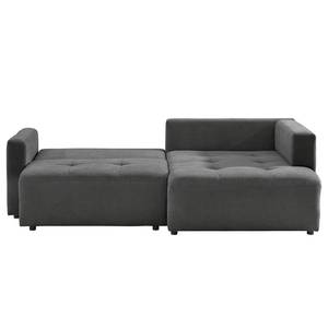 Ecksofa Karkum mit Longchair Microfaser Sole: Graphit - Longchair davorstehend rechts