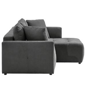 Ecksofa Karkum mit Longchair Microfaser Sole: Graphit - Longchair davorstehend rechts