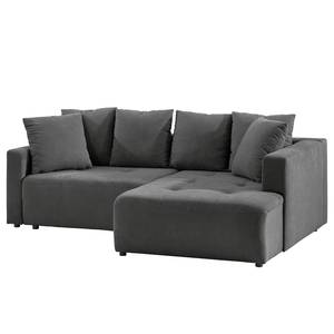 Ecksofa Karkum mit Longchair Microfaser Sole: Graphit - Longchair davorstehend rechts