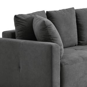 Ecksofa Karkum mit Longchair Microfaser Sole: Graphit - Longchair davorstehend rechts