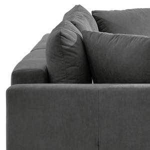 Ecksofa Karkum mit Longchair Microfaser Sole: Graphit - Longchair davorstehend rechts