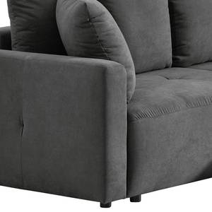 Ecksofa Karkum mit Longchair Microfaser Sole: Graphit - Longchair davorstehend rechts