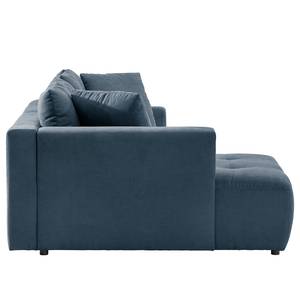 Ecksofa Karkum mit Longchair Microfaser Sole: Dunkelblau - Longchair davorstehend links