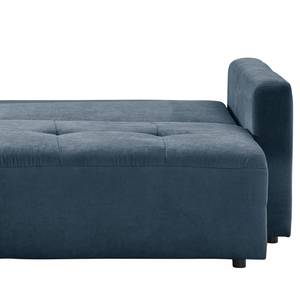 Ecksofa Karkum mit Longchair Microfaser Sole: Dunkelblau - Longchair davorstehend links