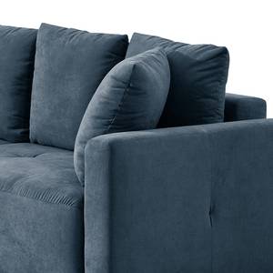 Ecksofa Karkum mit Longchair Microfaser Sole: Dunkelblau - Longchair davorstehend links