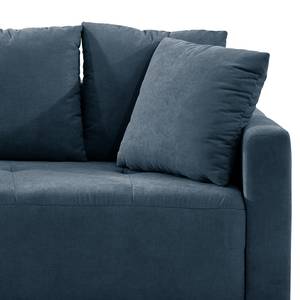 Ecksofa Karkum mit Longchair Microfaser Sole: Dunkelblau - Longchair davorstehend links