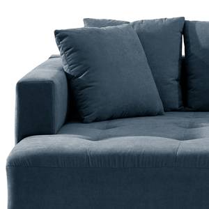 Ecksofa Karkum mit Longchair Microfaser Sole: Dunkelblau - Longchair davorstehend links