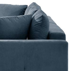 Ecksofa Karkum mit Longchair Microfaser Sole: Dunkelblau - Longchair davorstehend links