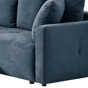 Ecksofa Karkum mit Longchair Microfaser Sole: Dunkelblau - Longchair davorstehend links