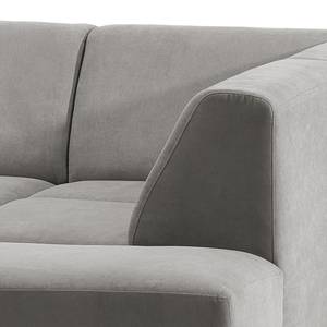 Ecksofa Makata mit Ottomane Microfaser Sole: Hellgrau