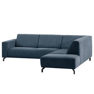 Ecksofa Makata mit Ottomane Microfaser Sole: Dunkelblau