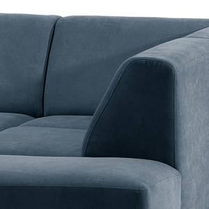 Ecksofa Makata mit Ottomane Microfaser Sole: Dunkelblau