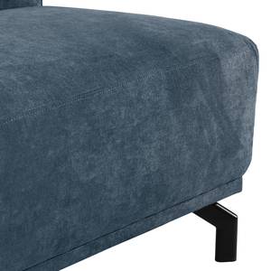 Canapé d’angle Makata avec ottomane Microfibre Sole: Bleu foncé