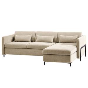 Ecksofa Ulanula mit Schlaffunktion Webstoff Cieli: Beige - Ecke davorstehend rechts