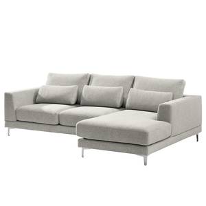 Ecksofa Aniaro Webstoff Maila: Hellgrau - Longchair davorstehend rechts - Aluminium