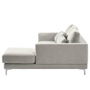 Ecksofa Aniaro Webstoff Maila: Hellgrau - Longchair davorstehend rechts - Aluminium