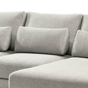 Ecksofa Aniaro Webstoff Maila: Hellgrau - Longchair davorstehend rechts - Aluminium