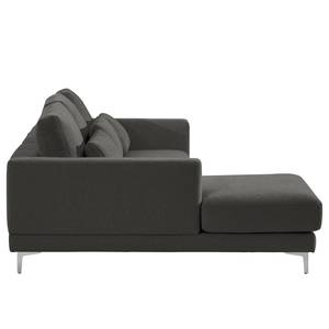 Ecksofa Aniaro Webstoff Maila: Anthrazit - Longchair davorstehend links - Aluminium