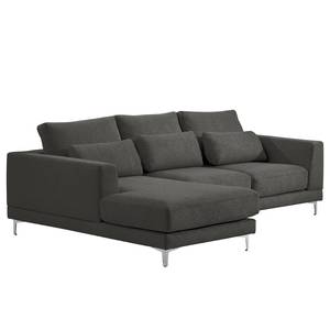 Ecksofa Aniaro Webstoff Maila: Anthrazit - Longchair davorstehend links - Aluminium