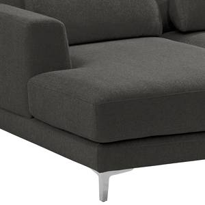 Ecksofa Aniaro Webstoff Maila: Anthrazit - Longchair davorstehend links - Aluminium