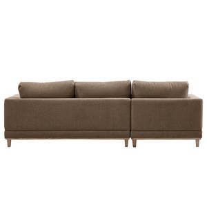 Ecksofa Aniaro Webstoff Maila: Braun - Longchair davorstehend links - Buche