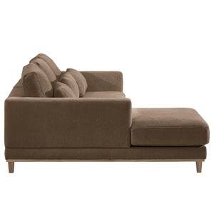 Ecksofa Aniaro Webstoff Maila: Braun - Longchair davorstehend links - Buche