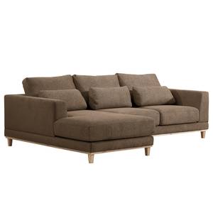 Ecksofa Aniaro Webstoff Maila: Braun - Longchair davorstehend links - Buche