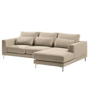 Ecksofa Aniaro Webstoff Maila: Beige - Longchair davorstehend rechts - Aluminium