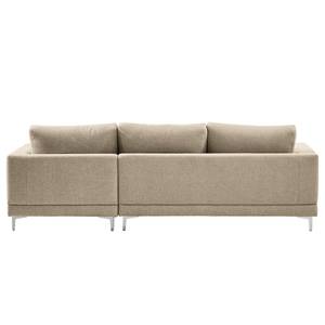 Ecksofa Aniaro Webstoff Maila: Beige - Longchair davorstehend rechts - Aluminium