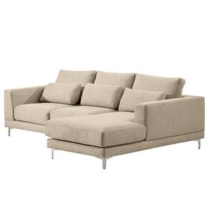 Ecksofa Aniaro Webstoff Maila: Beige - Longchair davorstehend rechts - Aluminium