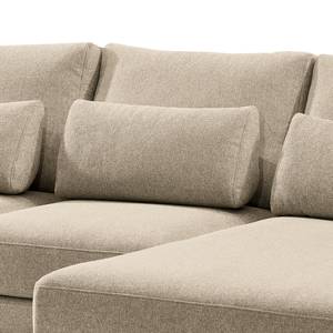 Ecksofa Aniaro Webstoff Maila: Beige - Longchair davorstehend rechts - Aluminium