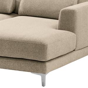 Ecksofa Aniaro Webstoff Maila: Beige - Longchair davorstehend rechts - Aluminium