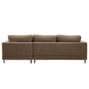 Ecksofa Aniaro Webstoff Maila: Braun - Longchair davorstehend rechts - Buche