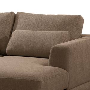 Ecksofa Aniaro Webstoff Maila: Braun - Longchair davorstehend rechts - Buche