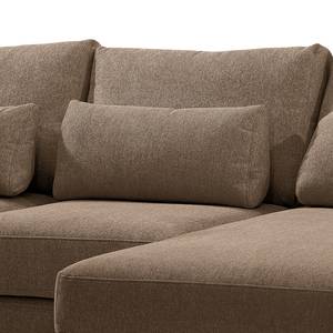 Ecksofa Aniaro Webstoff Maila: Braun - Longchair davorstehend rechts - Buche