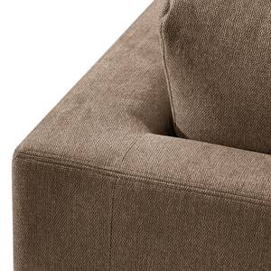 Ecksofa Aniaro Webstoff Maila: Braun - Longchair davorstehend rechts - Buche