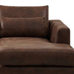 Ecksofa Aniaro Microfaser Goda: Bisonbraun - Longchair davorstehend rechts - Buche