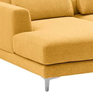 Ecksofa Aniaro Webstoff Maila: Gelb - Longchair davorstehend links - Aluminium