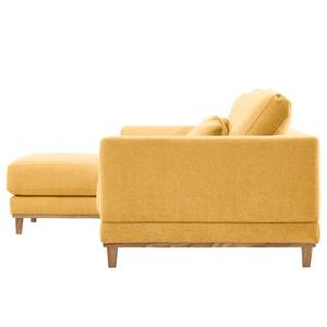 Ecksofa Aniaro Webstoff Maila: Gelb - Longchair davorstehend links - Buche