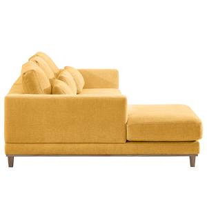 Ecksofa Aniaro Webstoff Maila: Gelb - Longchair davorstehend links - Buche