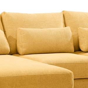 Ecksofa Aniaro Webstoff Maila: Gelb - Longchair davorstehend links - Buche