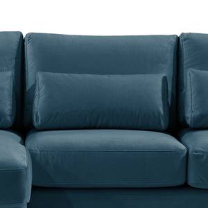 Ecksofa Aniaro Samt Onoli: Marineblau - Longchair davorstehend links - Buche